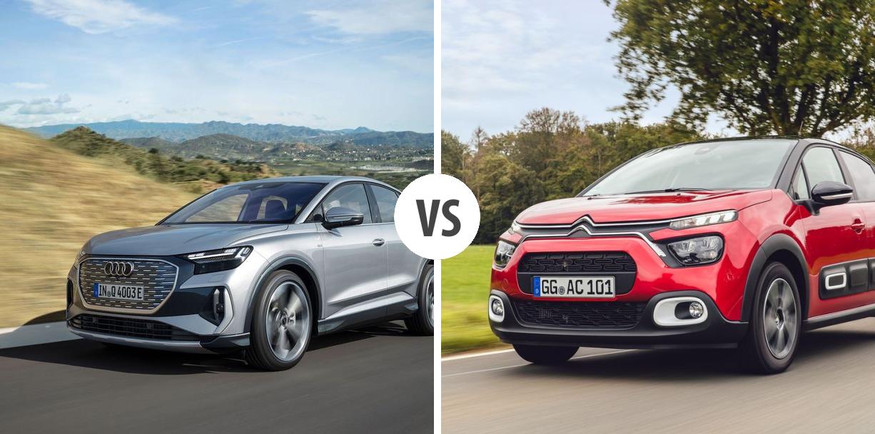 Audi Q4 Sportback etron VS Citroën C3 Autovergleich AUTOGOTT.DE