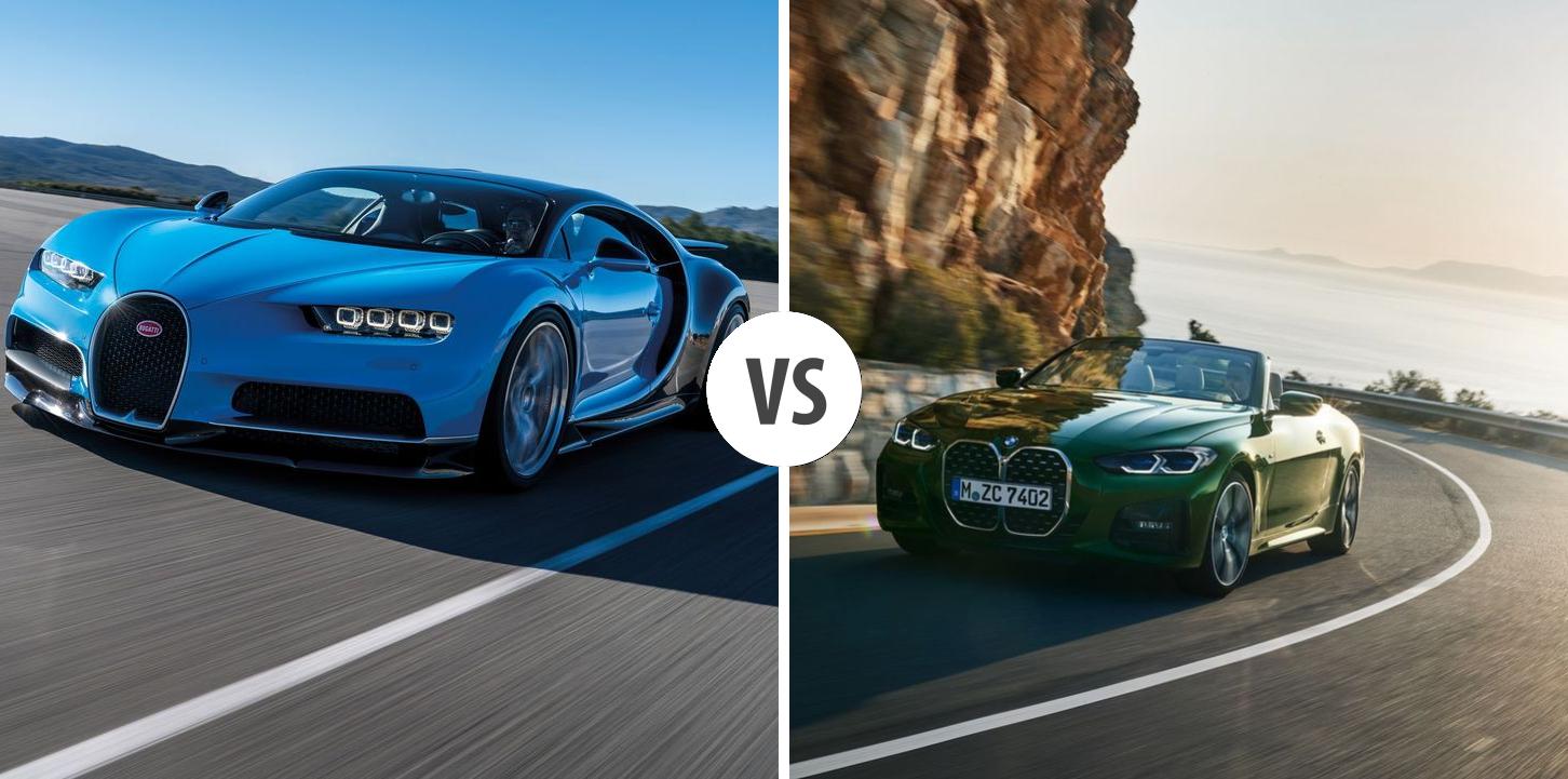 Bugatti Chiron VS BMW 4er Cabrio Autovergleich | AUTOGOTT.DE