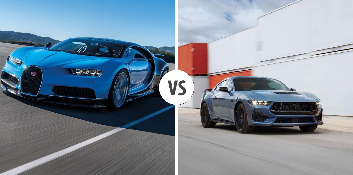 Bugatti Chiron VS Ford Mustang Fastback Autovergleich AUTOGOTT.DE