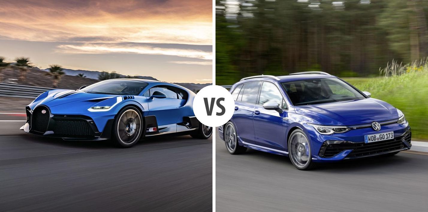 Bugatti Divo VS Volkswagen Golf Variant Autovergleich | AUTOGOTT.DE