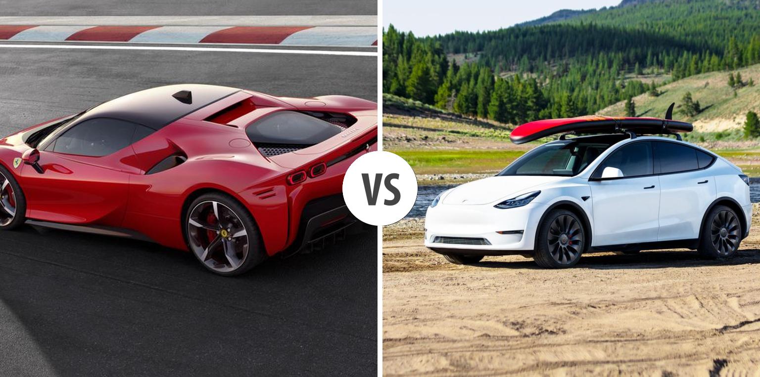 Ferrari SF90 Coupe VS TESLA Model Y – Vergleiche Preise, Leistung ...