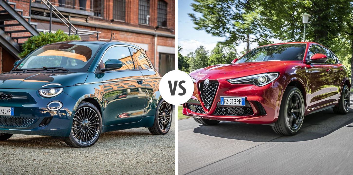 FIAT 500 Elektro VS Alfa Romeo Stelvio – Vergleiche Preise, Leistung ...