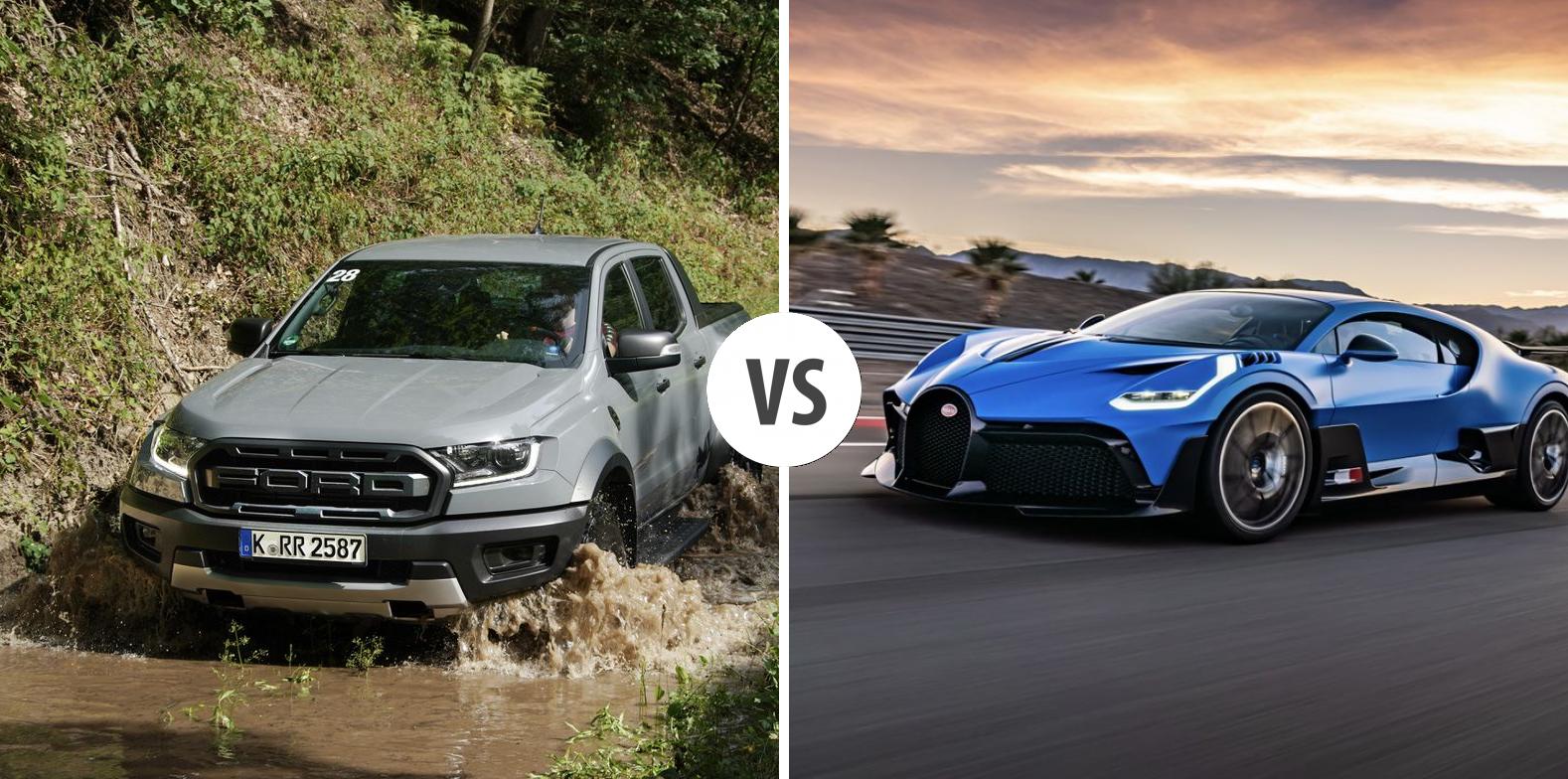 Ford Ranger VS Bugatti Divo Autovergleich
