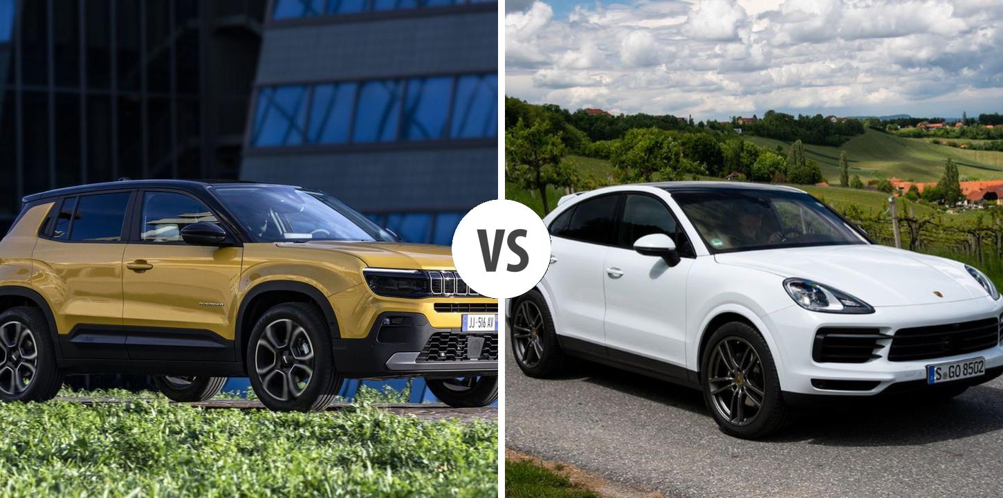Jeep Avenger VS Porsche Cayenne Coupé Autovergleich AUTOGOTT.DE