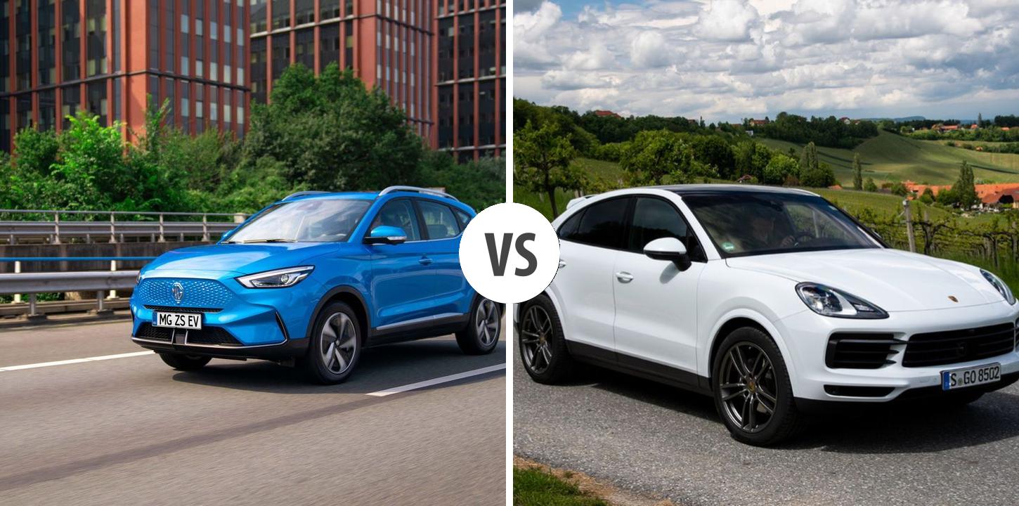 MG ZS EV VS Porsche Cayenne Coupé Autovergleich AUTOGOTT.DE