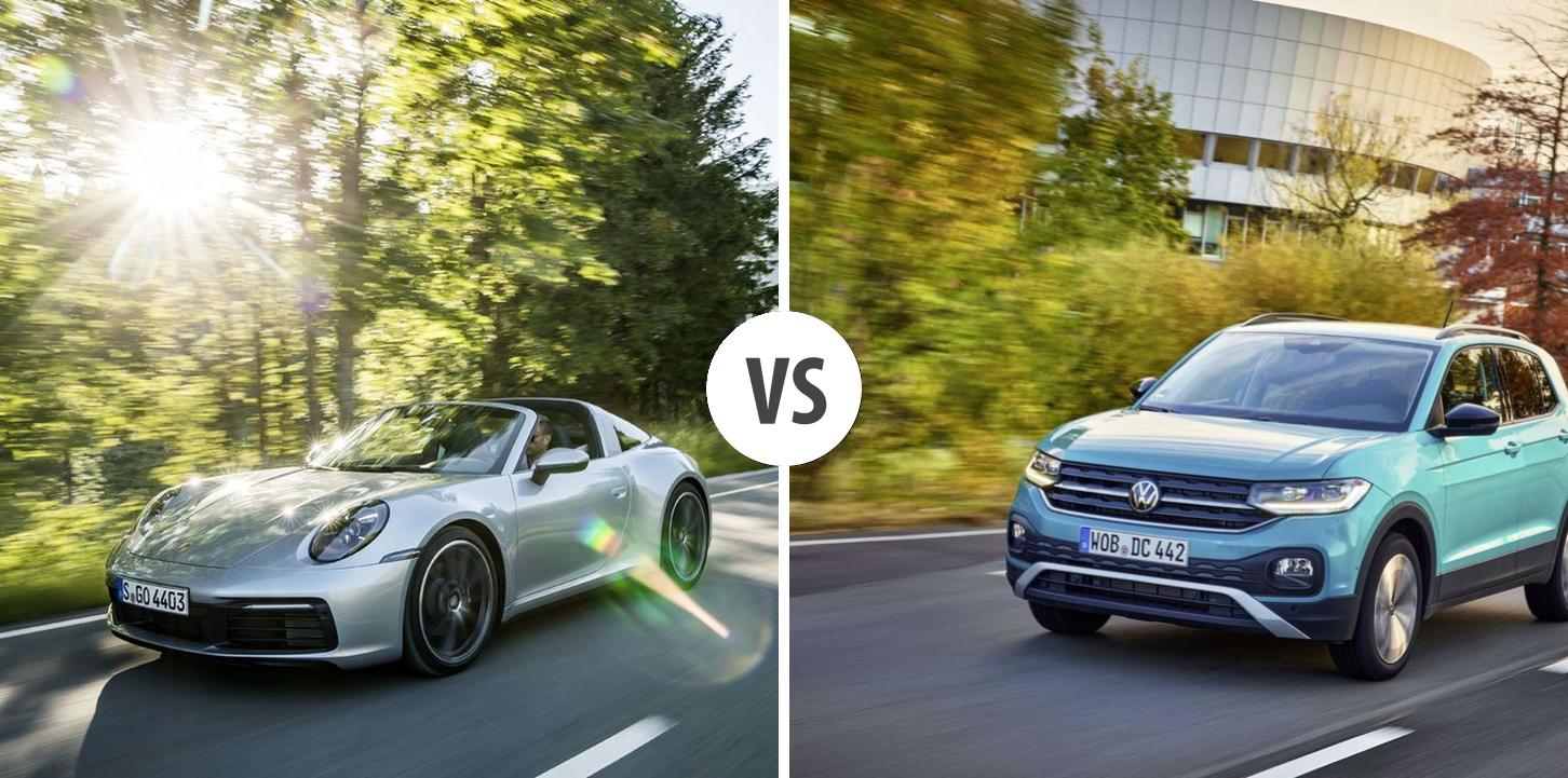 Porsche 911 Targa VS Volkswagen TCross Autovergleich AUTOGOTT.DE