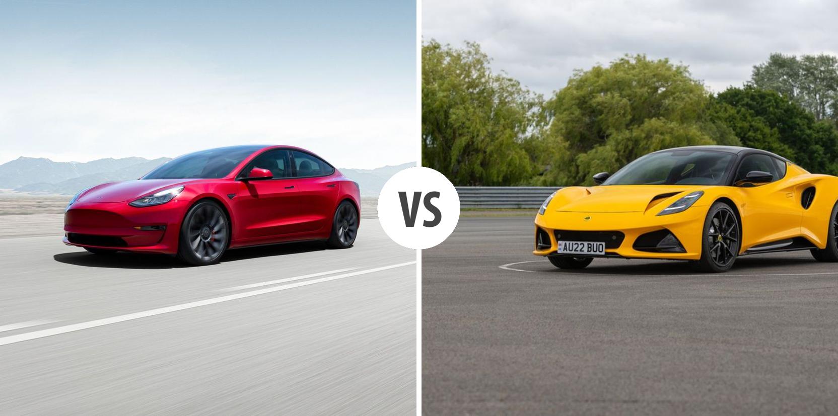 TESLA Model 3 VS Lotus Emira Autovergleich AUTOGOTT.DE